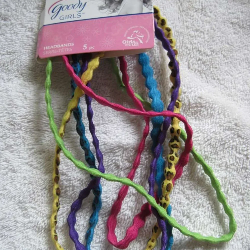 5 Goody Girls Merry Go Round Leopard Colors Wavy Elastic Head Band Hair Headwrap